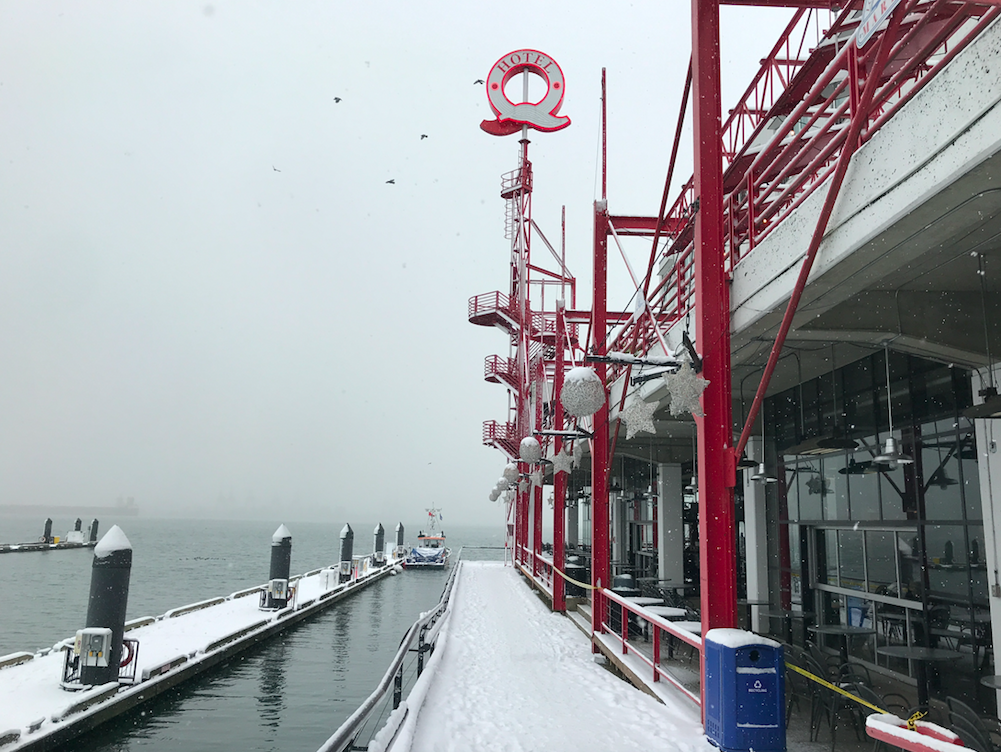 Lonsdale Quay North Vancouver Snow Fog Waterfront Boardwalk January 2020