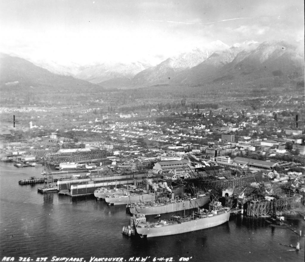 NVMA North Vancouver Museum Archives Lower Lonsdale Shipyards North Vancouver Mountains Ship Building