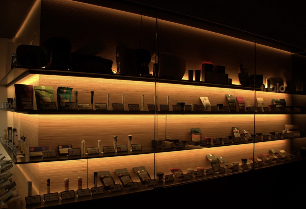 product display booth at a cannabis retail dispensary store in canada