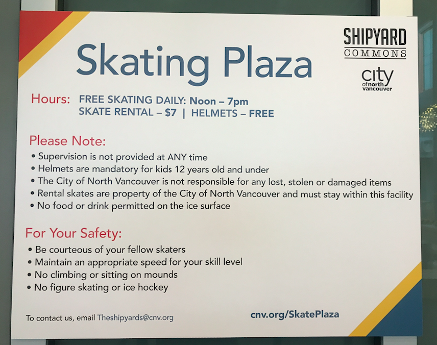 Skate Plaza Rules Notice Board