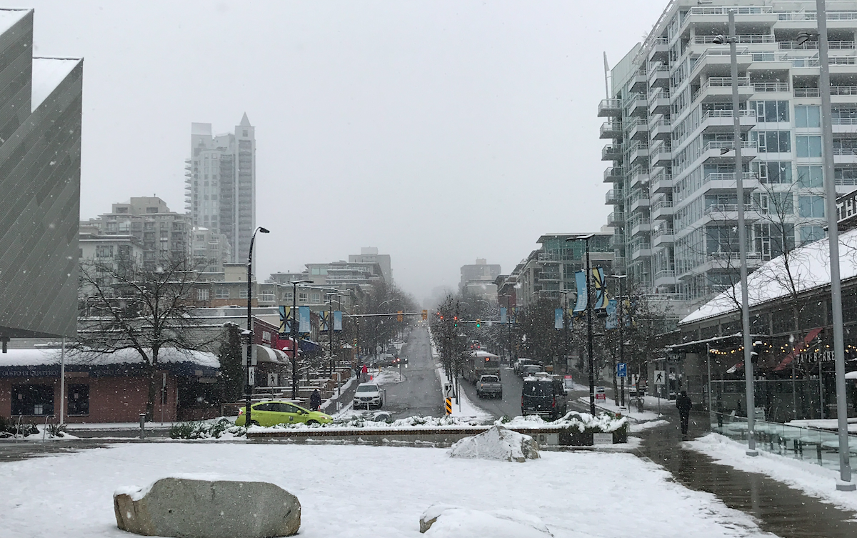 PHOTOS Snowing in Lower Lonsdale North Vancouver Shipyards District