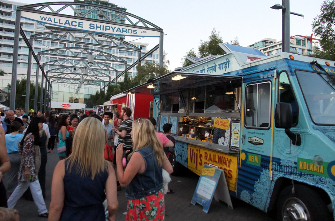Food Truck Vendors at the Wallace Shipyards for the Shipyards Night Market North Vancouver