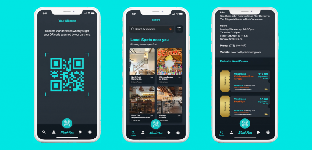WandrPass Smartphone iOS Android App Collect Points Savings Discounts Receive Promos for Local Business Near You Vancouver British Columbia Canada 49721
